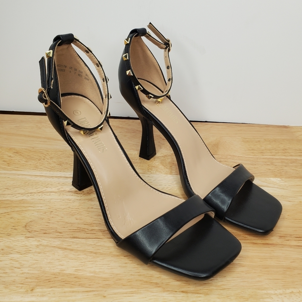 Dream Pairs Open Square Toe Stiletto Pump Sandals Women's Size 9 Black